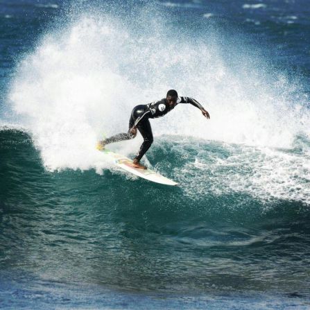 Ayuvile "Avo" Ndamase is one of South Africa's best-known young surfers. He was only six when he first surfed. Today he is an aspiring competitive surfer.