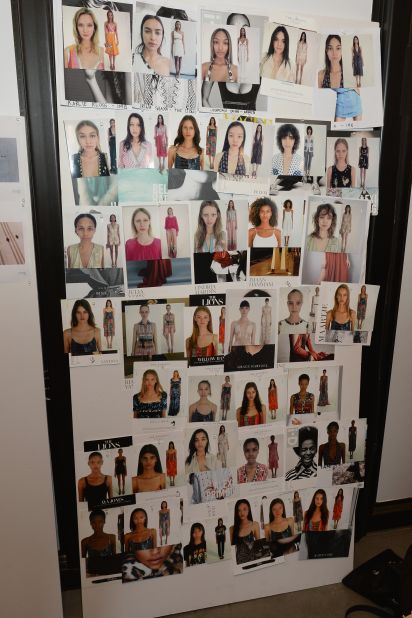 The talent-packed model call sheet backstage. 