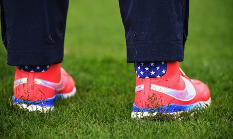 Though there might be less in the way of face paint, 2014 U.S. Open champion Michelle Wie is still determined to fly her colors with these snazzy golf shoes.