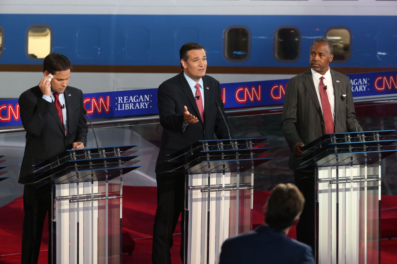 Cruz speaks during the debate.