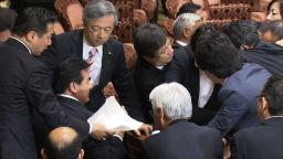 japan parliament scuffle over bill