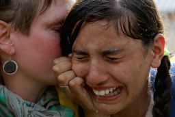 Migrants face pepper spray and tear gas in September in Horgos, Serbia. 