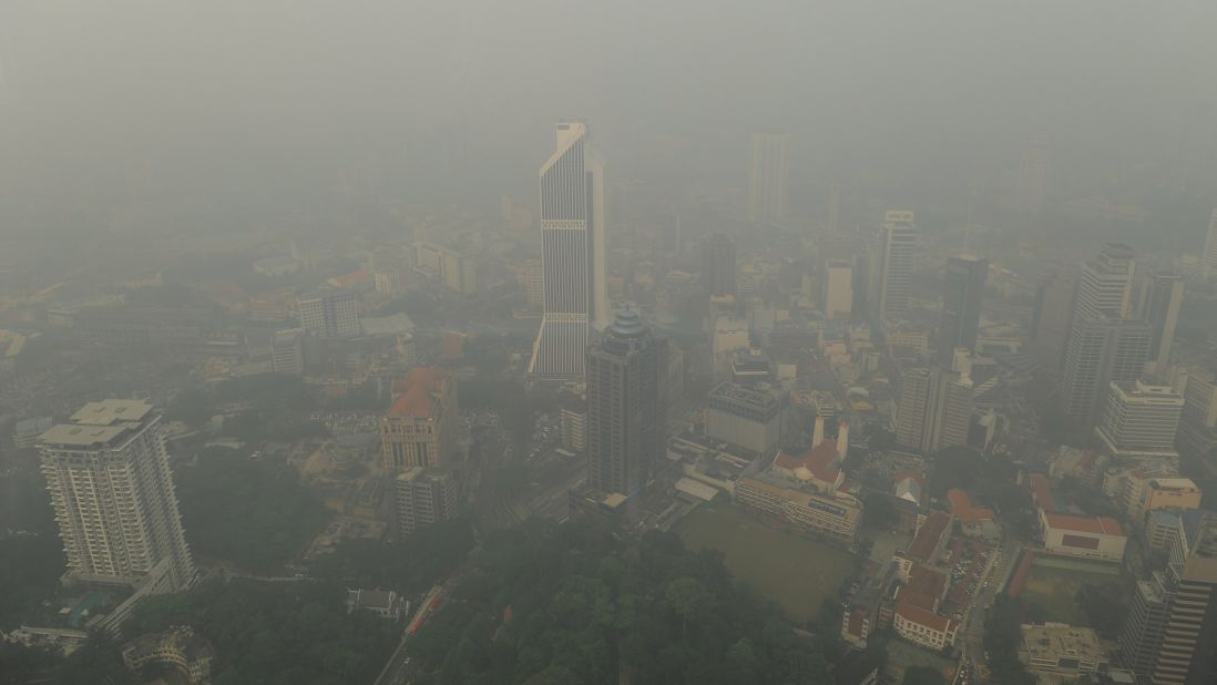 Thick haze shrouds Kuala Lumpur on September 11.