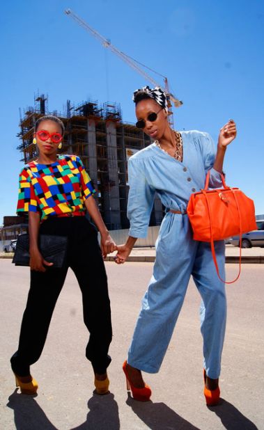 Tsholo: "We met when we started nursery school. Then we met again at university and connected. Because of the way we dressed, people called us crazy and different. We were into loads of trends and colors, like just vomit of rainbow."<br />