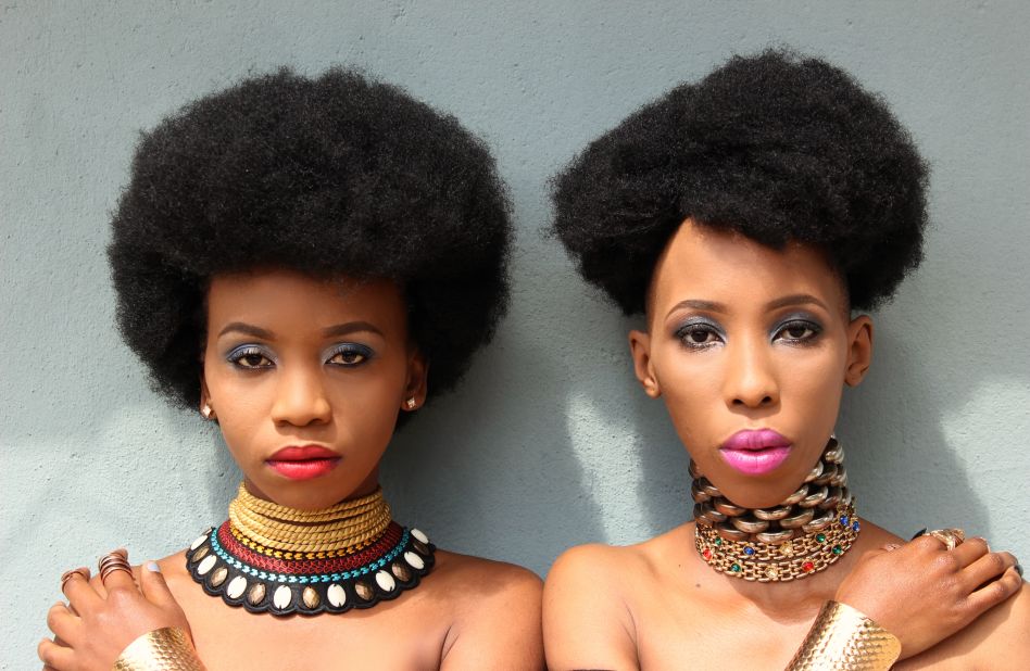 As well as being business partners, Tsholo Dikobe (left) and Gaone Mothibi are "inseparable" best friends. Gaone: "GaTsh is our names - the first two letters of my name, and then 'Tsh.' So combined it's GaTsh Fros -- 'fros' for our Afros!"