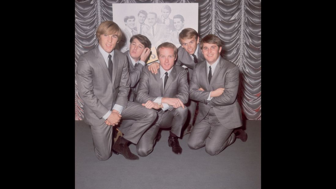 The Beach Boys, photographed on November 2, 1964, in London. From left, Carl Wilson (1946 - 1998), Brian Wilson, Mike Love, Al Jardine and Dennis Wilson (1944 - 1983).  The pioneers of the California surf sound followed Farm Aid in 1988 with their first No. 1 hit in more than 20 years, "Kokomo."