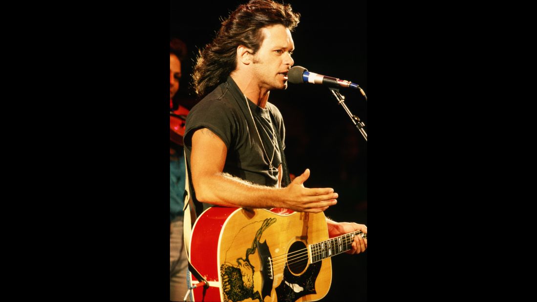 The Indiana roots rocker performs at the Farm Aid II concert in 1986. The event was organized by Willie Nelson and held in Manor, Texas, just north of Austin. Mellencamp helped create Farm Aid and was at his commercial peak in the years around its launch, with such hits as "R.O.C.K. in the USA" and "Cherry Bomb." 