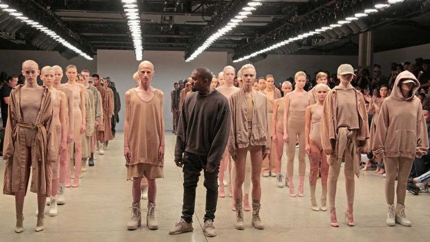 NEW YORK, NY - SEPTEMBER 16:  Kanye West poses during the finale of Yeezy Season 2 during New York Fashion Week at Skylight Modern on September 16, 2015 in New York City.  (Photo by Randy Brooke/Getty Images for Kanye West Yeezy)