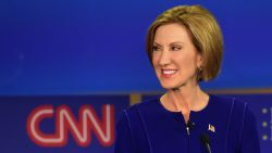 Republican presidential hopeful Carly Fiorina looks on during the Republican presidential debate at the Ronald Reagan Presidential Library in Simi Valley, California, on September 16, 2015.
