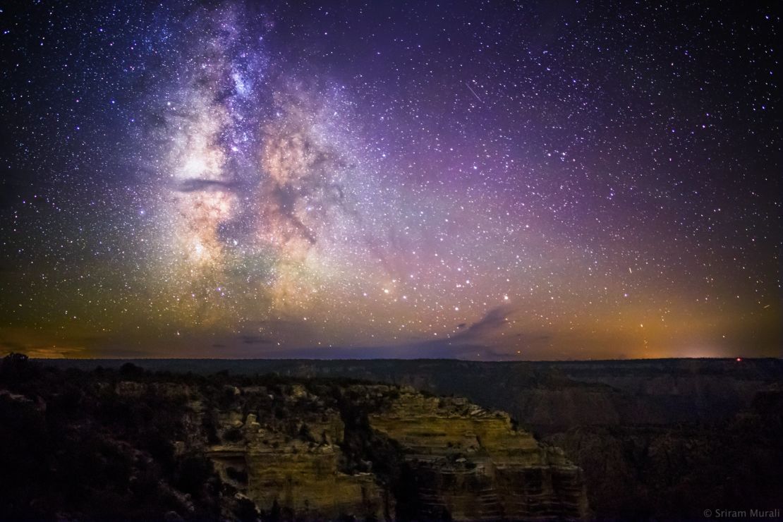 The Milky Way sparkles over the Grand Canyon in Arizona.