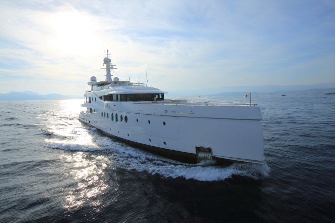 Meet "Madam Kate," the latest offering from yacht builders <a href="index.php?page=&url=http%3A%2F%2Fwww.monacoyachtshow.com%2Ffr%2Fcompany%2F496%2FAMELS.html" target="_blank" target="_blank">Amels. </a>The 60-meter-long boat features a pearlescent finish which sparkles in the sunlight. 