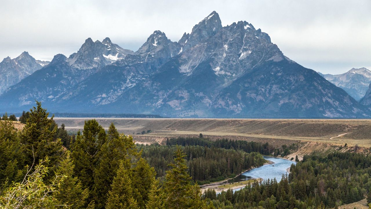 Wyoming's Snake River Overlook, along the highway in Grand Teton National Park, was made famous by Ansel Adams thanks to his 1942 photograph of the vista.