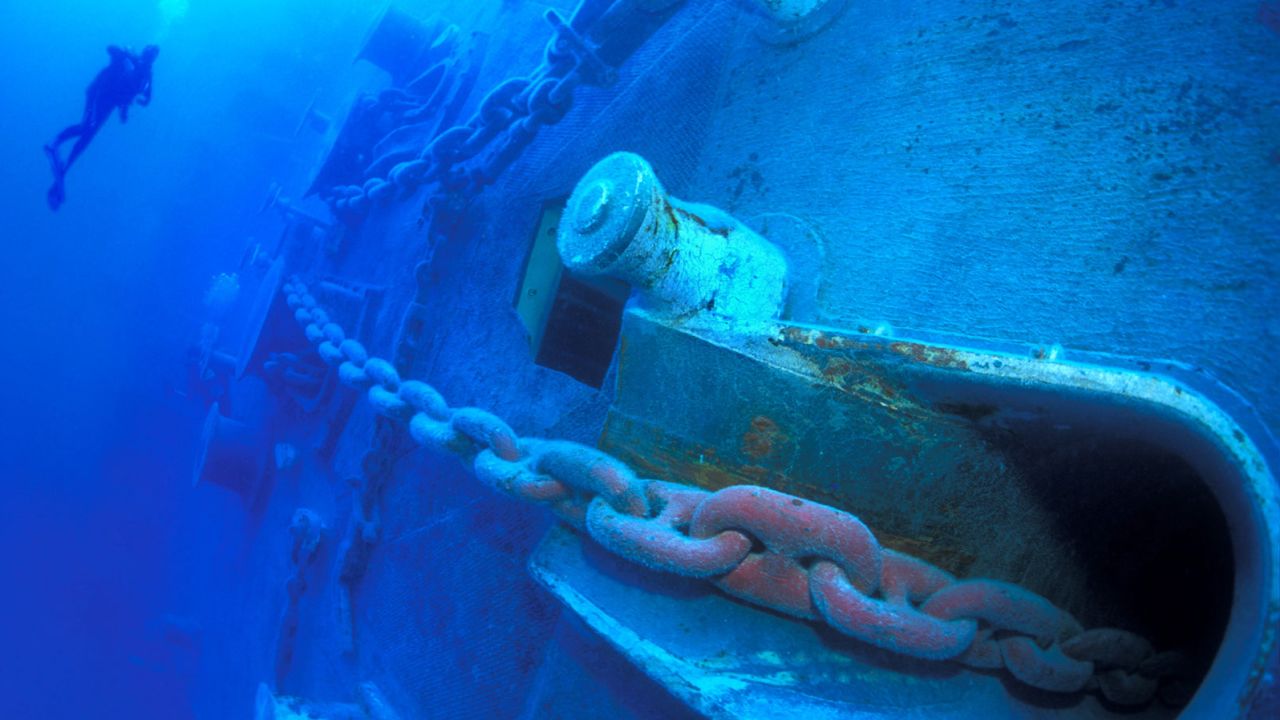 Spiegel Grove, a retired Navy landing ship dock that's sunk off Key Largo, is open to divers. 