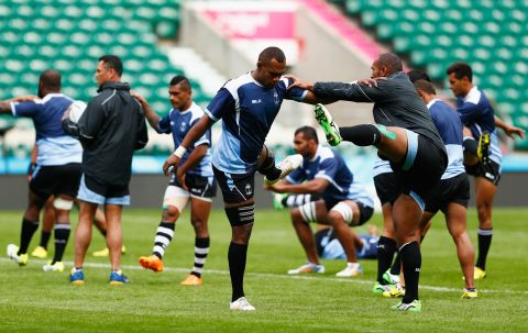 Fiji warm up ahead of Friday's opening match. 