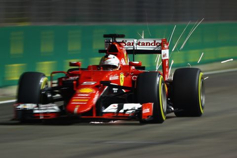 Ferrari's Sebastian Vettel will start the 2015 race from pole position.