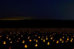 Memorial illumination at the stockade site on Friday, September 18.