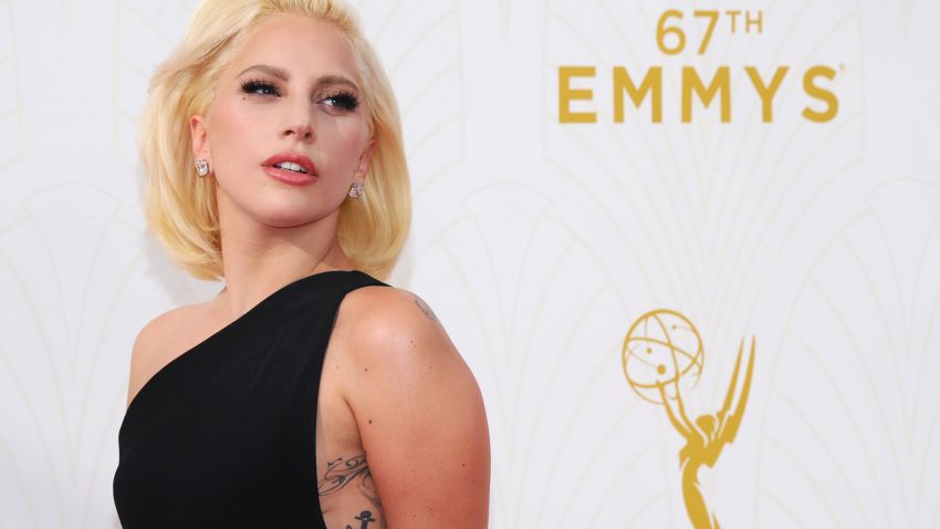 Lady Gaga arrives at the 67th Primetime Emmy Awards on Sunday, Sept. 20, 2015, at the Microsoft Theater in Los Angeles. (Photo by Vince Bucci/Invision for the Television Academy/AP Images)