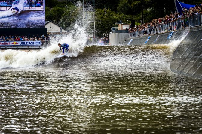 The world's best surfers competed in the first Red Bull Unleashed event. It's the first international surf competition to be held on artificial waves.