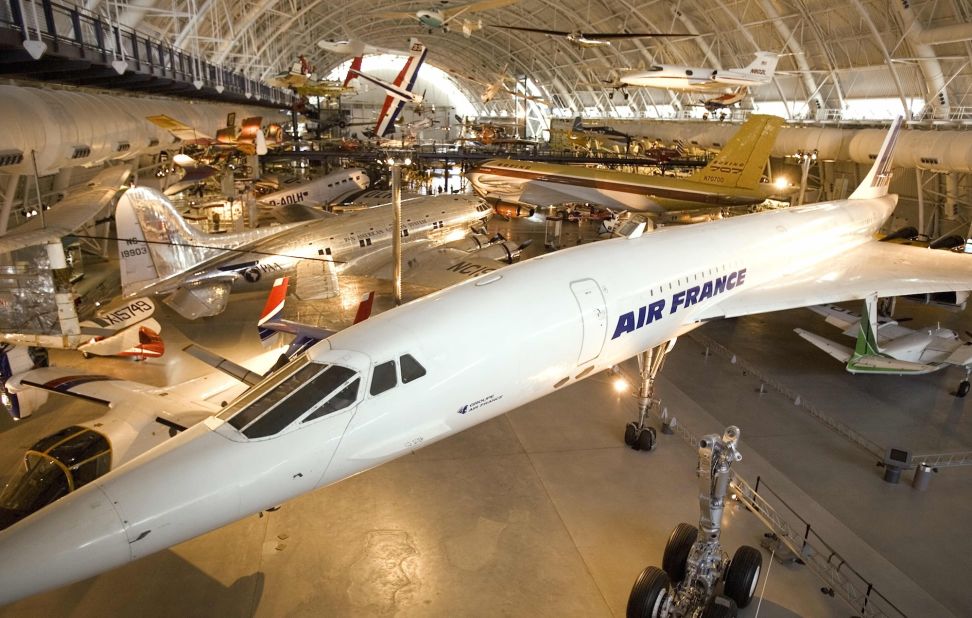 Air France Concorde F-BVFA  is displayed at the Smithsonian Institute's Udvar-Hazy Air & Space Museum in Chantilly, Virginia. 