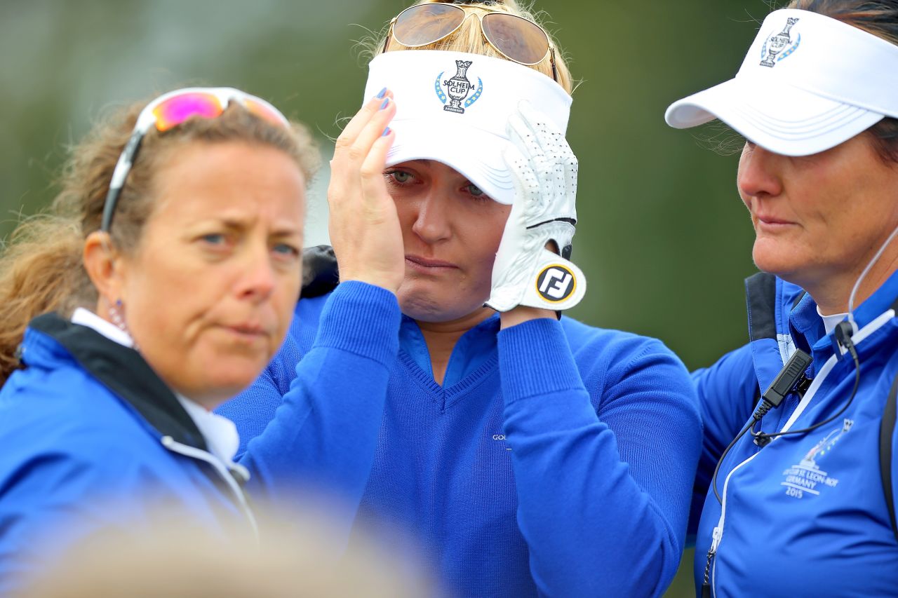 Nineteen-year-old Hull was also left in tears as the incident marred what should have been a happy moment following their victory in the fourball.