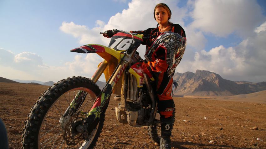 Behnaz Shafiei, 26, is one of the few women in Iran riding motocross at a high level.
