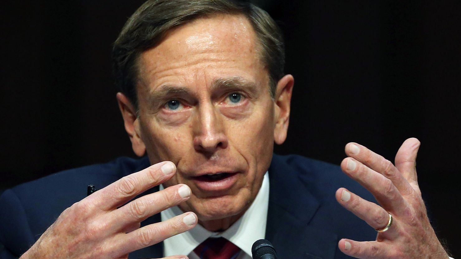 Retired U.S. Army Gen. David Petraeus speaks during a Senate Armed Services Committee hearing on Capitol Hill on September 22, 2015 in Washington.