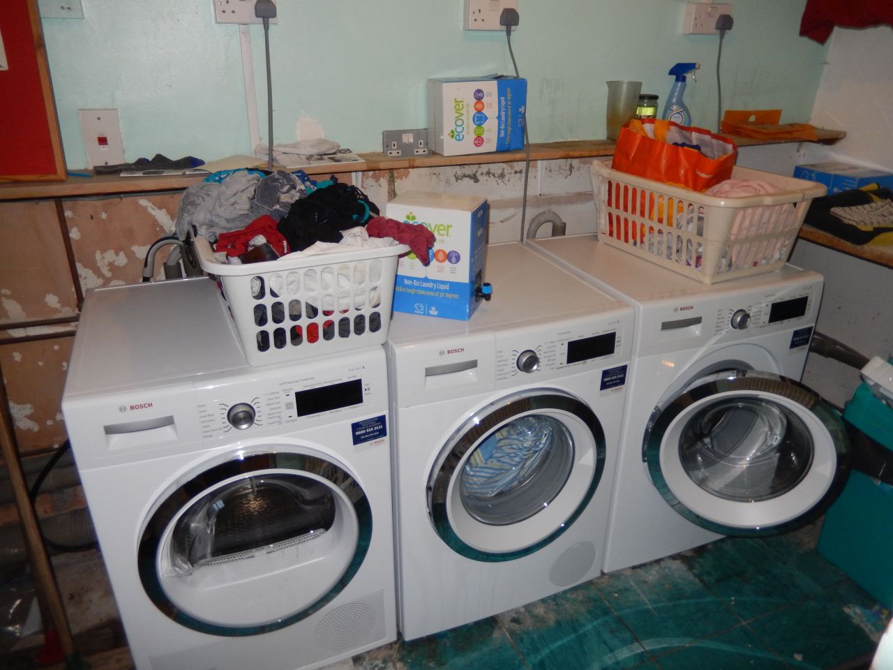 18 residents means a lot of laundry - but at scale the costs are a fraction of a single person's.