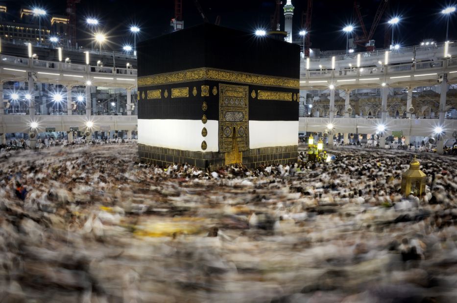 Muslim pilgrims circle counterclockwise the Kaaba at the Grand Mosque in Mecca on Monday. The pilgrimage, conducted over five days, includes detailed rituals including wearing a special garment that symbolizes human equality and unity before God, a procession around the Kaaba and the symbolic stoning of evil.