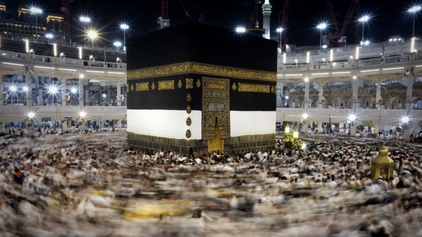 Muslim pilgrims circle counterclockwise Islam's holiest shrine, the Kaaba, at the Grand Mosque in the Saudi holy city of Mecca, Monday, September 21.