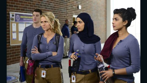 Priyanka Chopra, right, is among a group of new recruits at the FBI's training base in "Quantico."