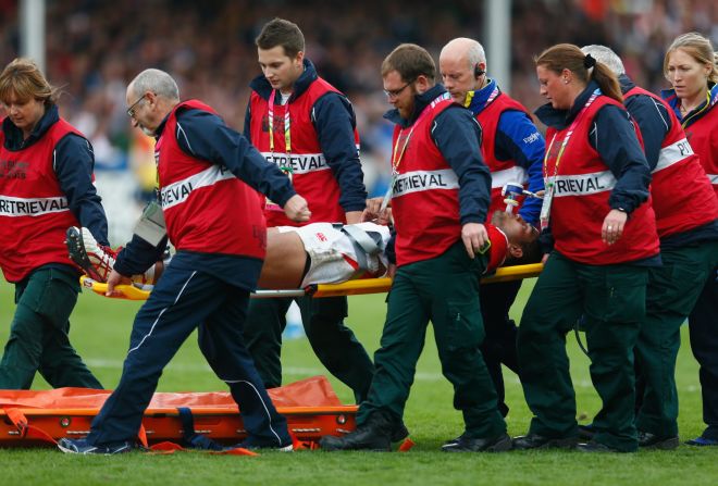 Japan try scorer Mafi was later stretched off in the second half after sustaining an injury. 