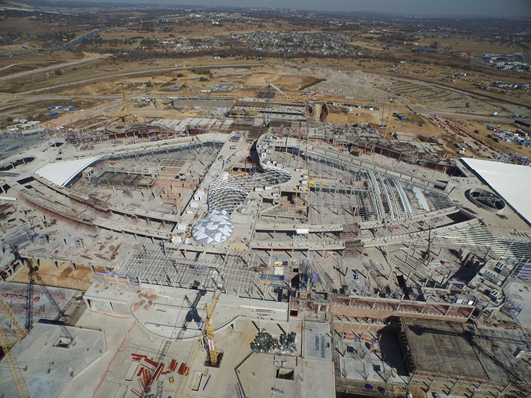 A view of the Mall of Africa construction site during development.