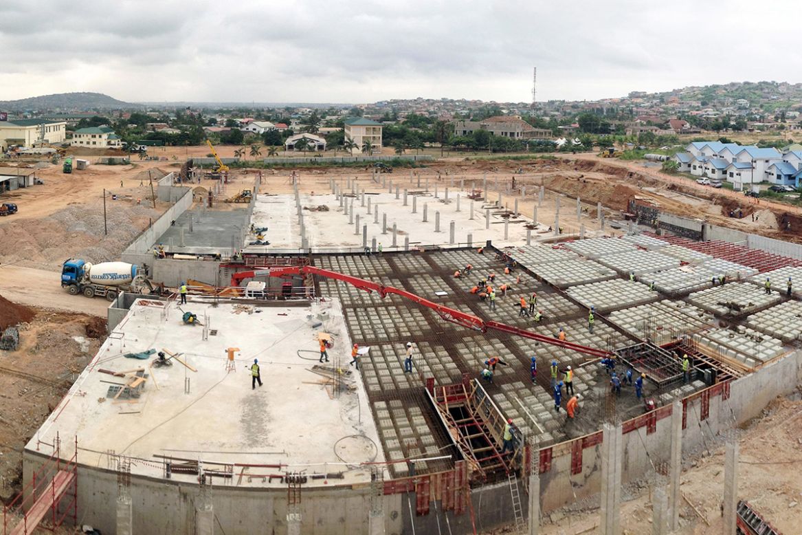 West Hills Mall, seen here under construction, is situated in a rapidly developing middle class residential area.