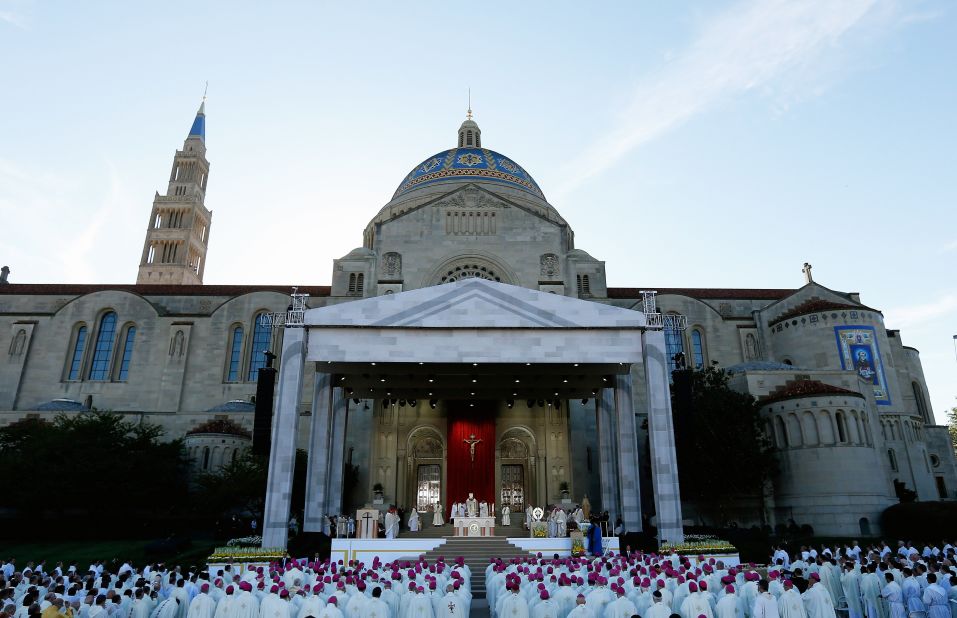 The Pope celebrates Mass at the National Shrine of the Immaculate Conception on September 23.