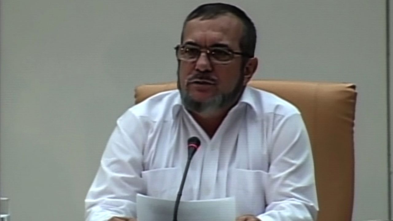 TIMOLEON JIMENEZ, ALIAS TIMOCHENKO, FARC MEMBER, DURING THE PRESS CONFERENCE IN HAVANA WHERE THEY ANNOUNCED A PEACE AGREEMENT WITH THE GOVERNMENT OF COLOMBIA.