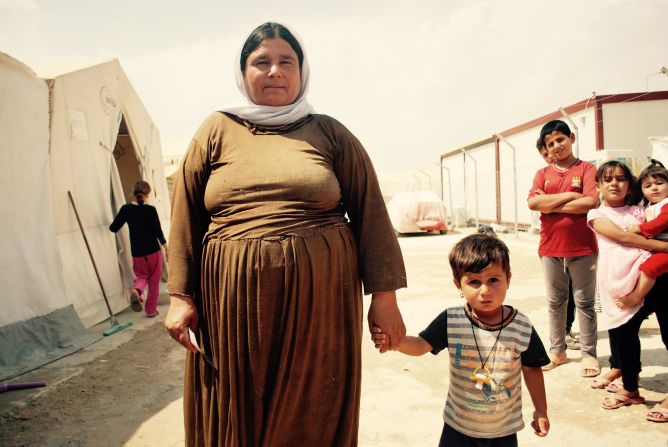 Gawre Murad, 40, and her son Aryan, four, escaped from Sinjar a year ago. <br />