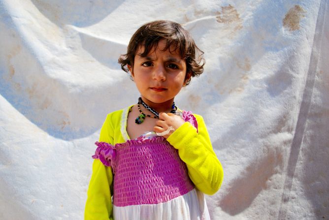 Three-year-old Muna Rasho is from Sinjar. She came to the camp a year ago with her three brothers and two sisters.<br />