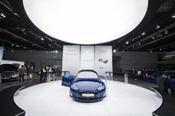 A trailblazer in the realm of electric powered cars, Tesla displays its iconic Model S at the IAA. It's a five-door luxury car that has commanded the electric car market to date. Fans of Tesla are still anticipating the reveal of its upcoming Model X, but at the show, had plenty of other competing models to look at. 