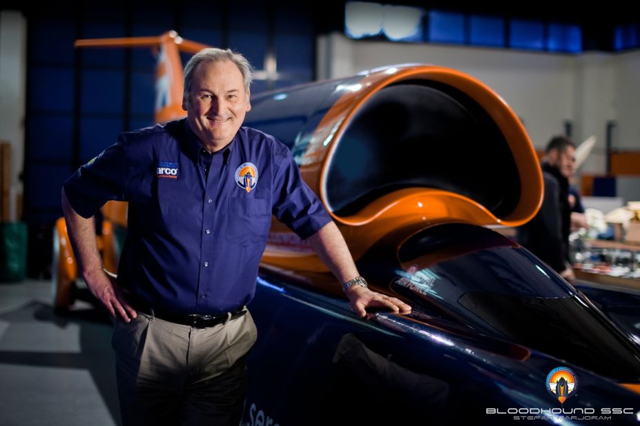Project director Richard Noble with the Bloodhound SSC. 