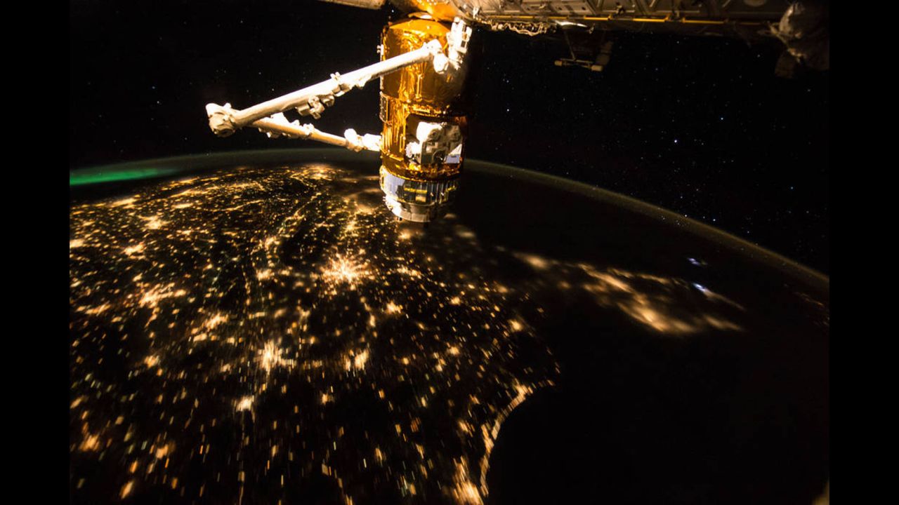 The International Space Station flies over the United States in this photo released by NASA on Friday, September 18.