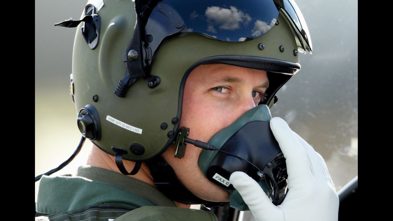 Britain's Prince William prepares to take off in a Chipmunk airplane at a Royal Air Force base in Coningsby, England, on Tuesday, September 22. He was attending events commemorating the Battle of Britain.