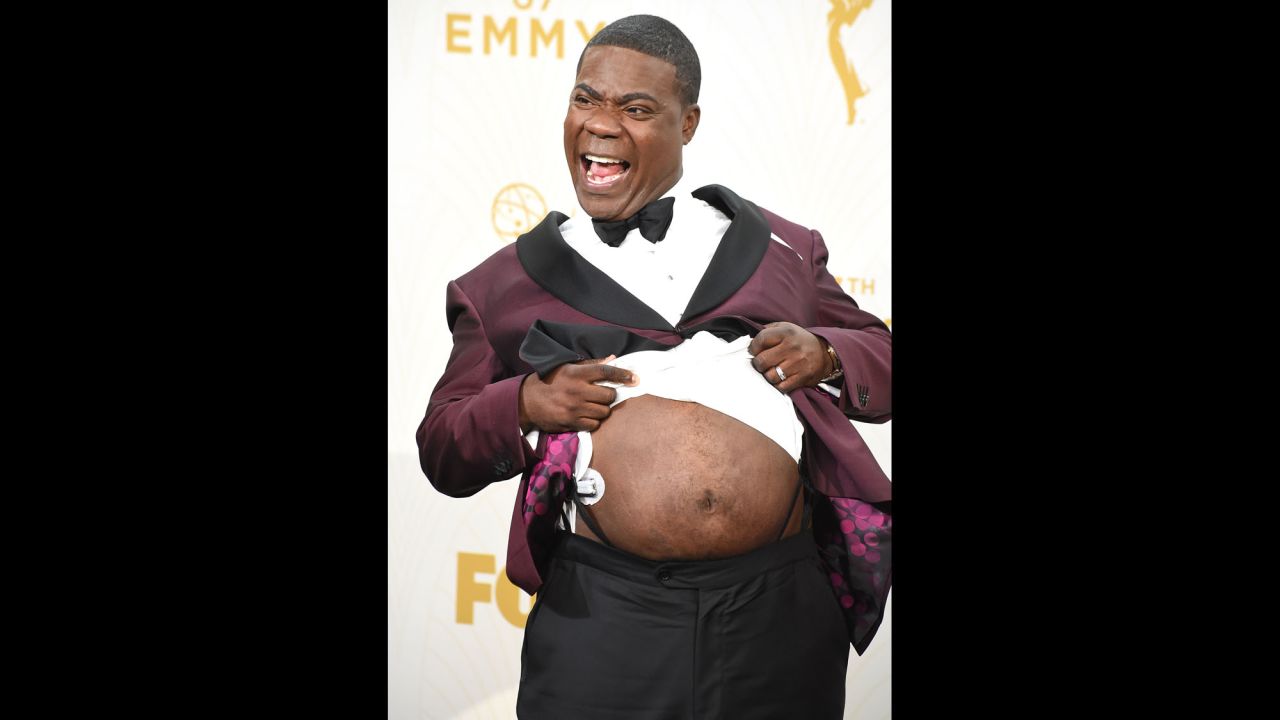 Comedian Tracy Morgan shows off his belly on <a href="http://www.cnn.com/2015/09/20/entertainment/gallery/2015-emmy-awards-red-carpet/index.html" target="_blank">the red carpet before the Emmy Awards</a> on Sunday, September 20. 