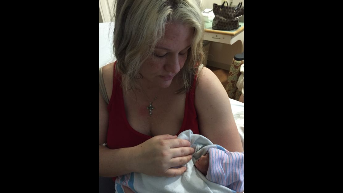 Kristiana Burrell with her baby, Ariel Grace, who died.