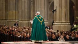 Pope Francis speaks during evening prayer service at St. Patrick's Cathedral in New York, Thursday, Sept. 24, 2015. (AP Photo/Mary Altaffer, Pool)