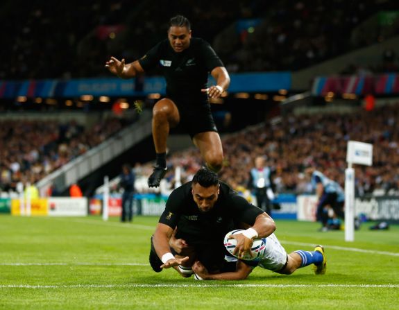 The tournament's lowest-ranked team did well to restrict the world champion New Zealand side to nine tries, the first of which was scored in the sixth minute by No. 8 Victor Vito.