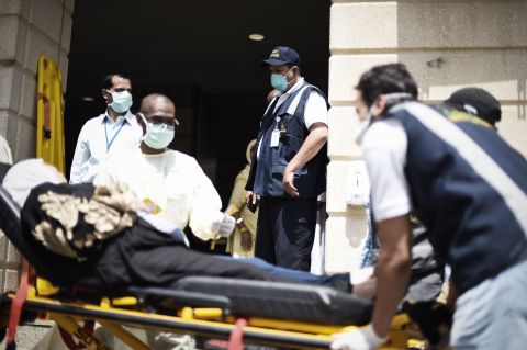 Saudi medics tend to an injured pilgrim.