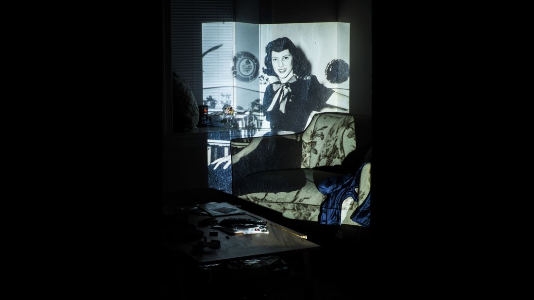 Cooper's maternal grandmother, Ellen Hertz, sits in her living room in 1945.
