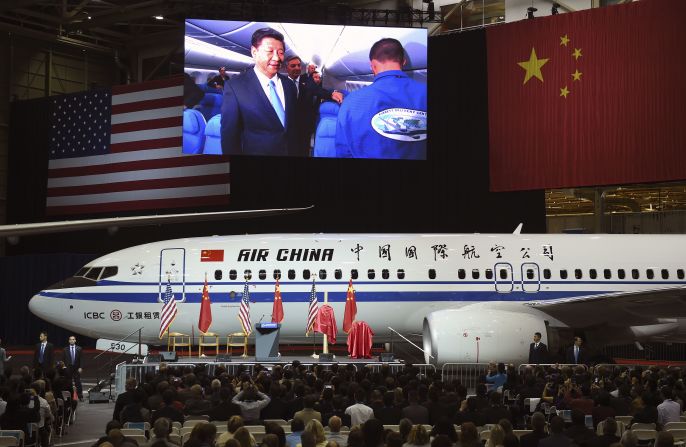 Before traveling to Washington, Xi toured a Boeing assembly line in Everett, Washington. Boeing and Xi announced that Chinese companies <a href="index.php?page=&url=http%3A%2F%2Fmoney.cnn.com%2F2015%2F09%2F23%2Fnews%2Fcompanies%2Fxi-jinping-tech-leaders%2F" target="_blank">have inked a deal</a> to buy 300 more Boeing planes this year.