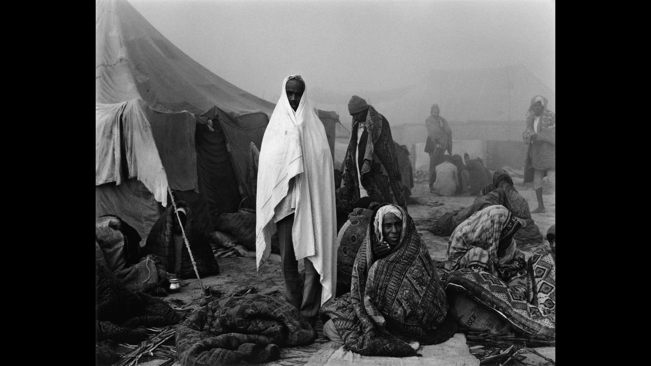 Early morning at the Kumbh Mela religious festival in Allahabad, India, in 1989.