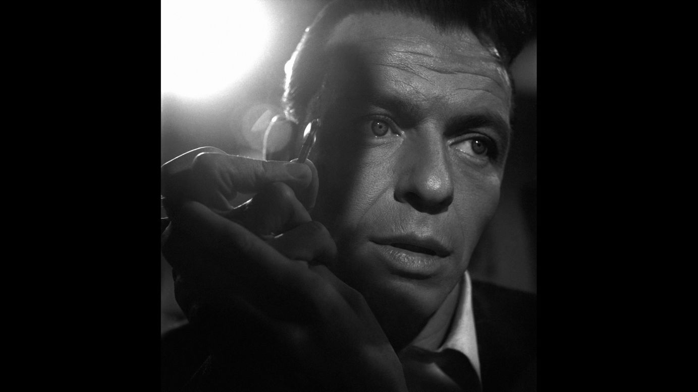 As an actor, Sinatra was willing to take on some tough roles. In 1955's "The Man with the Golden Arm," he plays a heroin-addicted drummer and card dealer trying to go straight. In this image, he holds a match up to his dilated eyes, right before a scene in which Kim Novak's character does the same to him, checking to see if he's still using. Sinatra's performance earned him a best actor Oscar nomination.